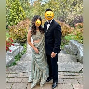 Dusty blue/green Lehenga with jewellery, worn once